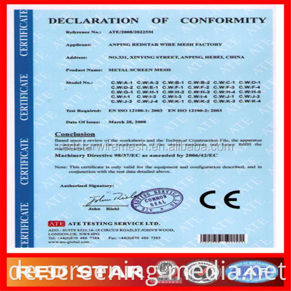 Sieb -Bildschirmnetzplatte mit Haken/Mesh -Bildschirm -Stoffhersteller (zuverlässige Fabrik), SGS, CE, ISO9001